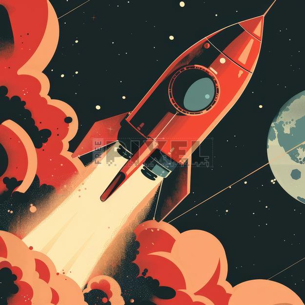 Free Illustrations - Illustration Of Rocket Ship In Space | FreePixel.com