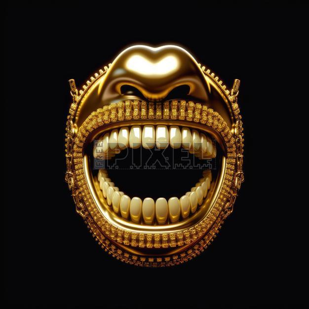Free Illustrations - A Smiling Golden Mask | FreePixel.com