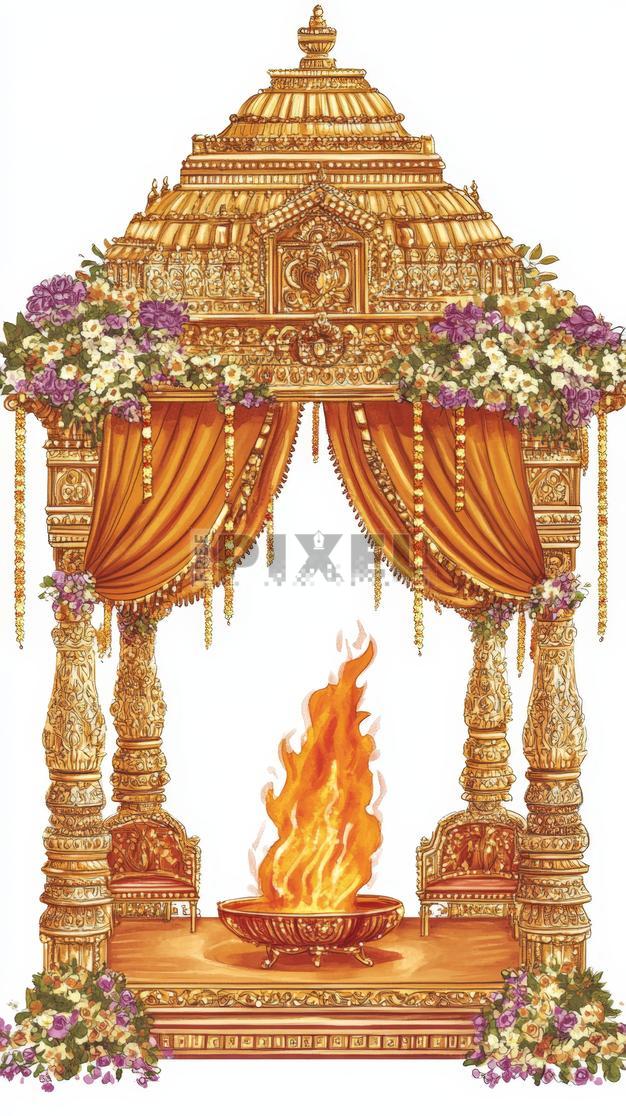 Free Illustrations - Traditional Hindu Mandap With Sacred Fire For ...