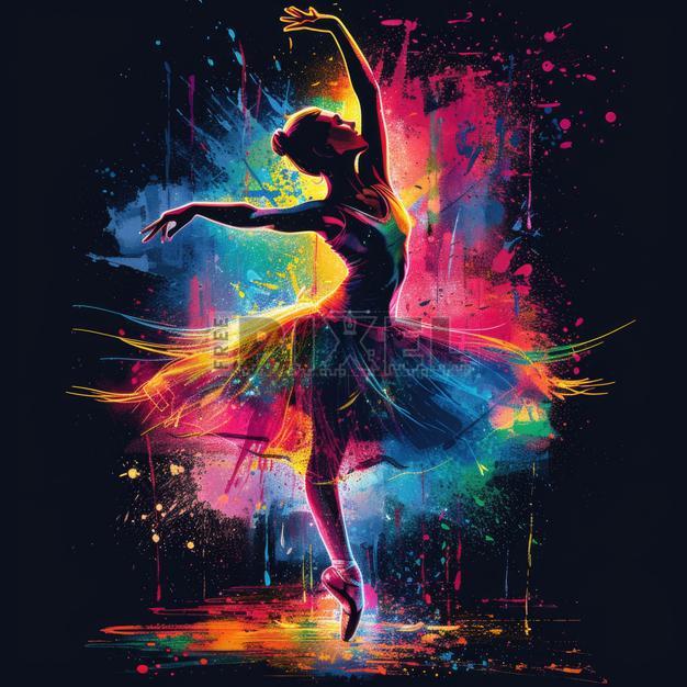 Free Illustrations - Expressive Ballet Dancer Art With Paint