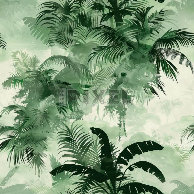 Free Illustrations - Tropical Leaves In Green Tones | FreePixel.com
