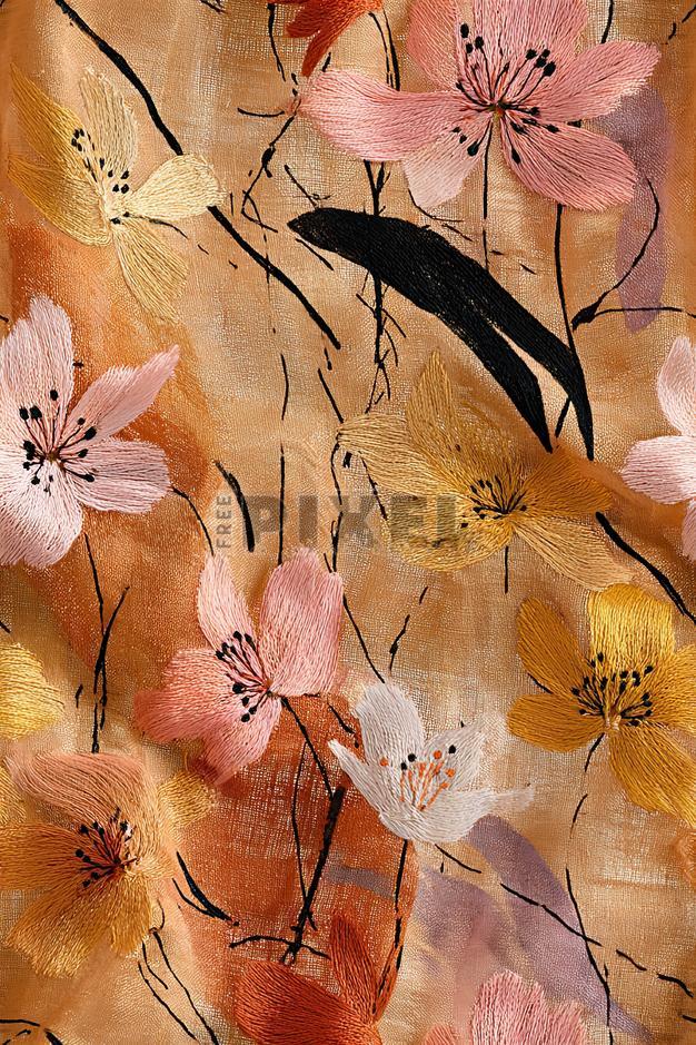Free Illustrations - Floral Pattern With Fish | FreePixel.com