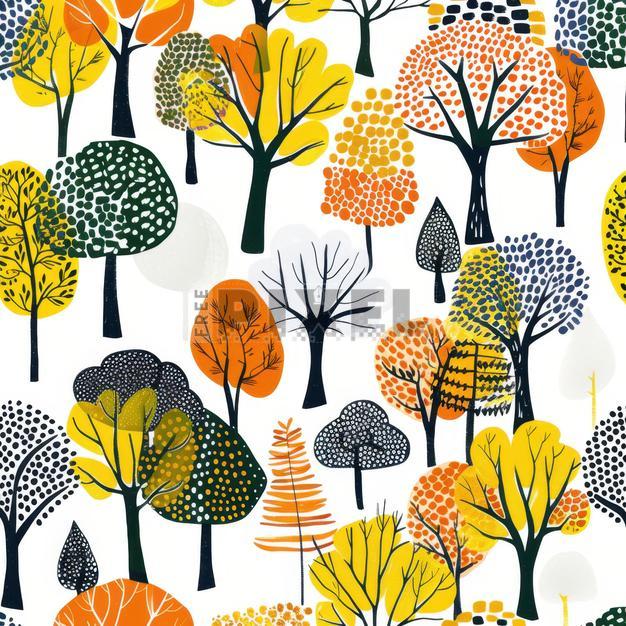 Free Illustrations - Autumn Trees Pattern | FreePixel.com
