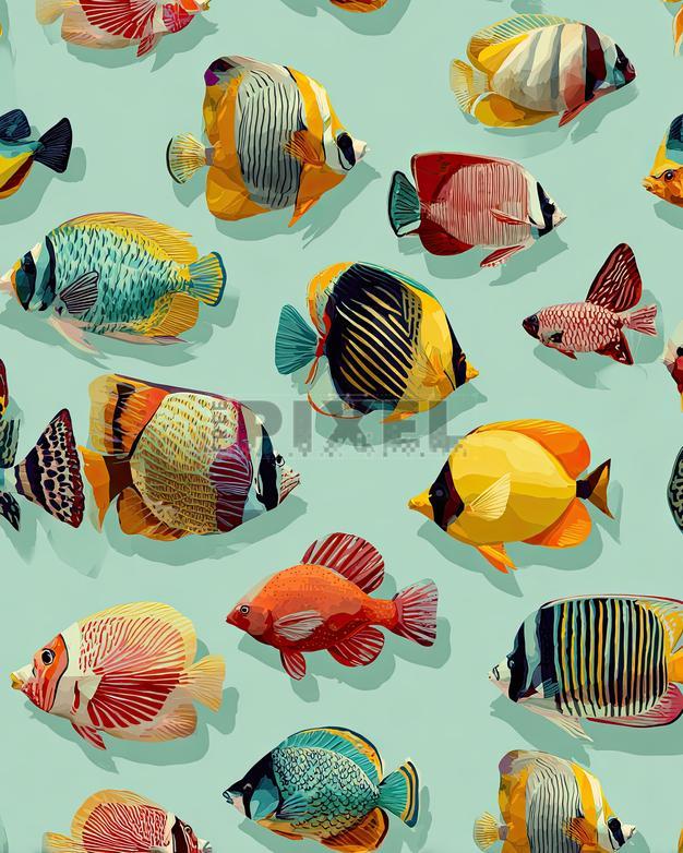 Free Illustrations - Tropical Fish Pattern | FreePixel.com