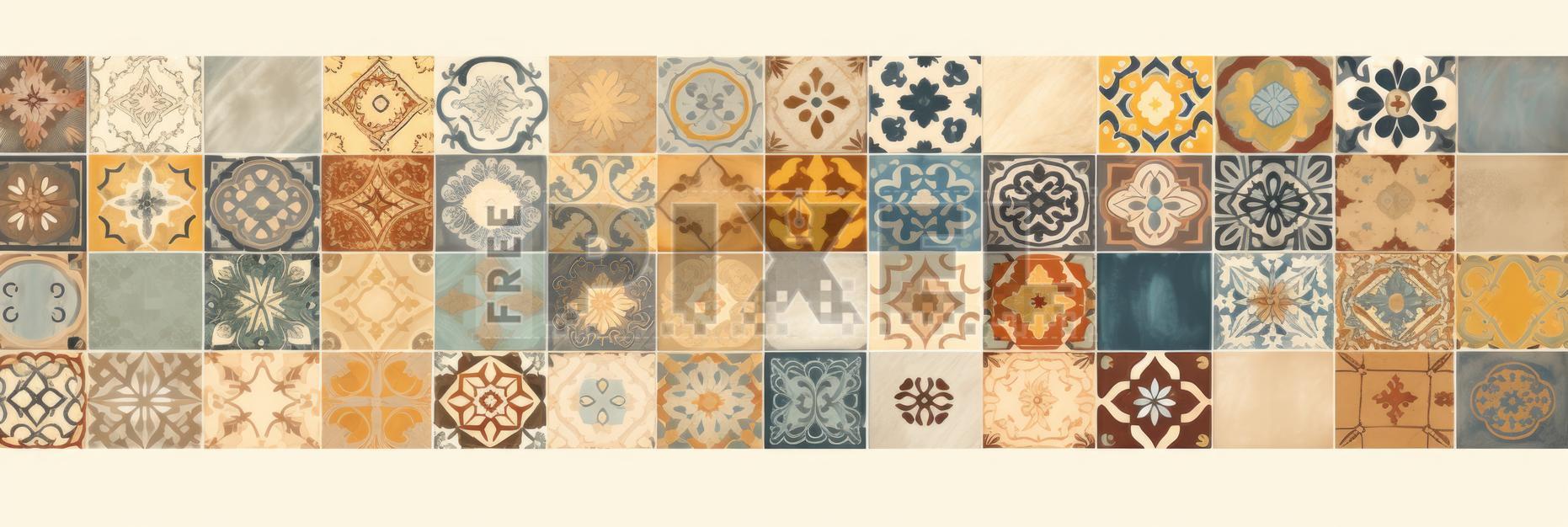 Free Illustrations - A Colorful Tile Sampler - Featuring A Variety Of ...