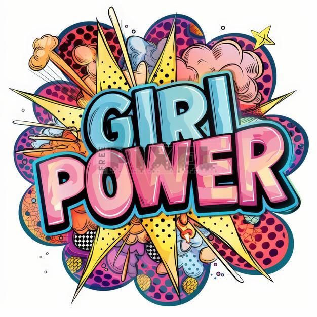 Free Illustrations - Girl Power Text On Vibrant Abstract Pop Art ...