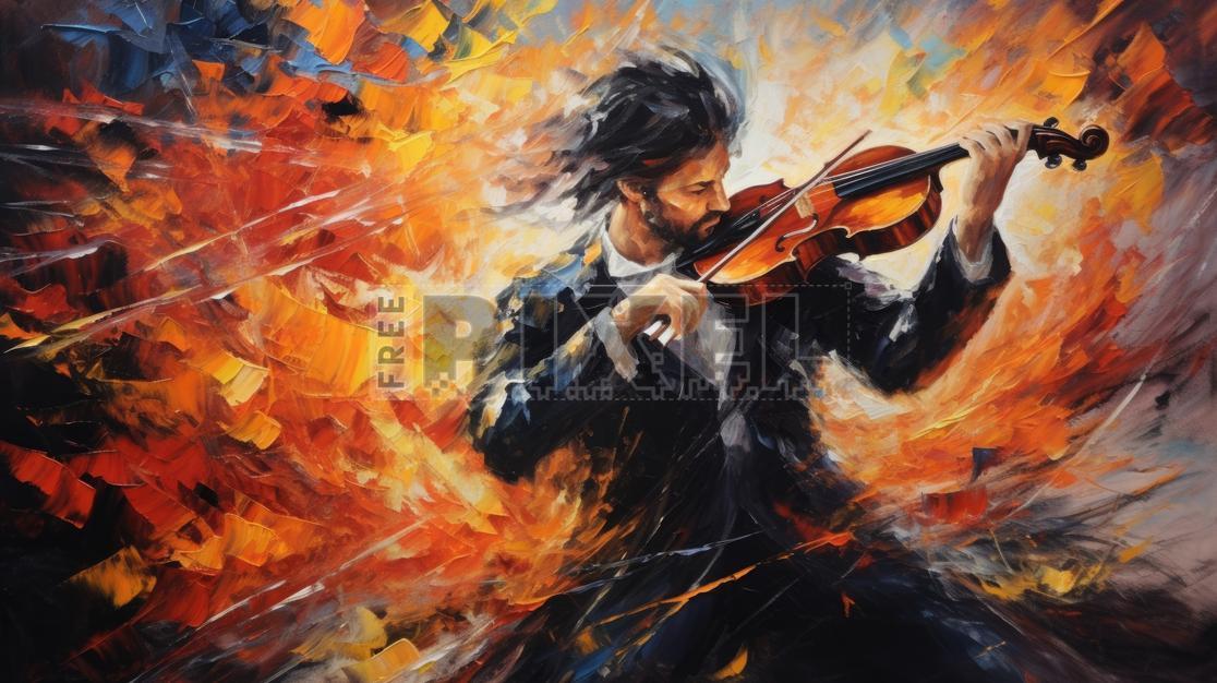 Free Illustrations - Male Violinist Musician Performing Classical