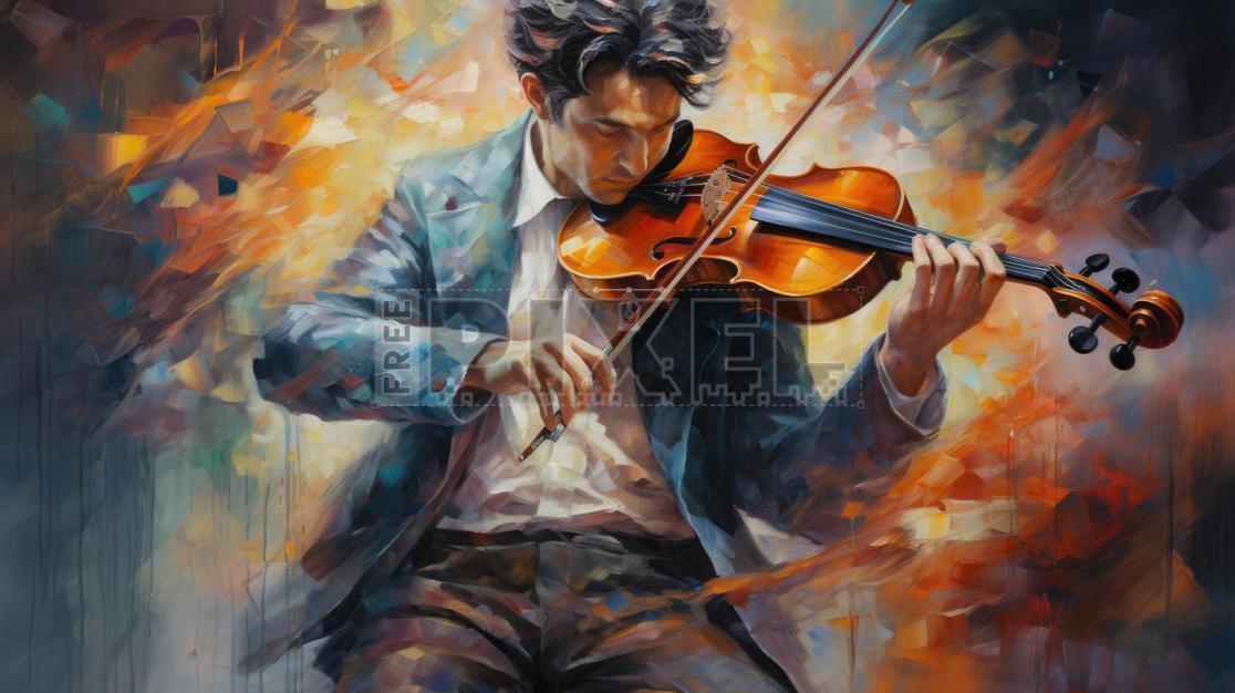 Free Illustrations - Male Violinist Musician Performing Classical