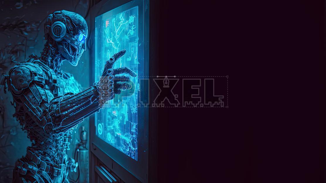 Free Illustrations - Robot Operating Virtual Interface And Manipulating ...