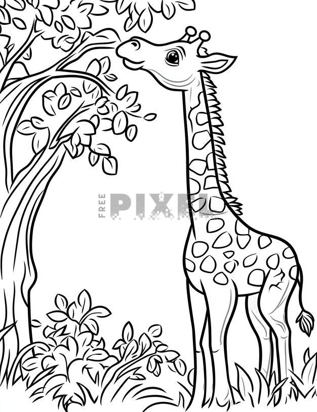 Giraffe Drawing For Kids Without Colour