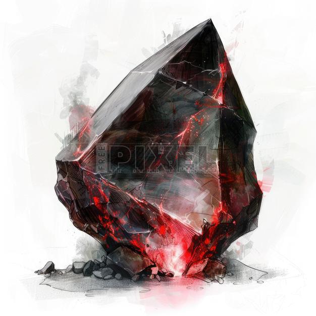 Free Illustrations - Glowing Molten Meteorite With Fiery Cracks ...