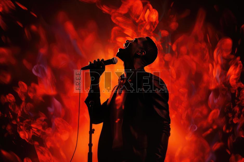 Free Illustrations - The Inferno Of A Singer On Stage | FreePixel.com