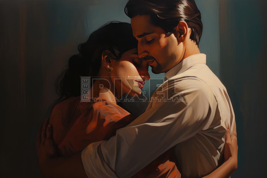 Free Illustrations - Man And Woman In Embrace | FreePixel.com