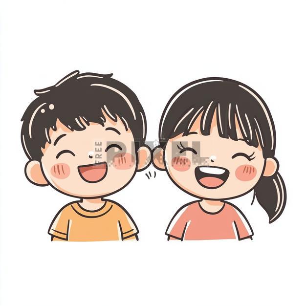 Free Illustrations - Cartoon Character Of Happy Boy And Girl On White ...