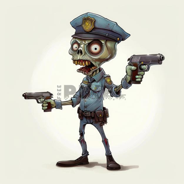 Free Illustrations - Illustration Of Zombie Police Officer. | FreePixel.com
