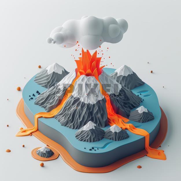 Free Photos - 3D Volcano Eruption In A Mountain Range | FreePixel.com