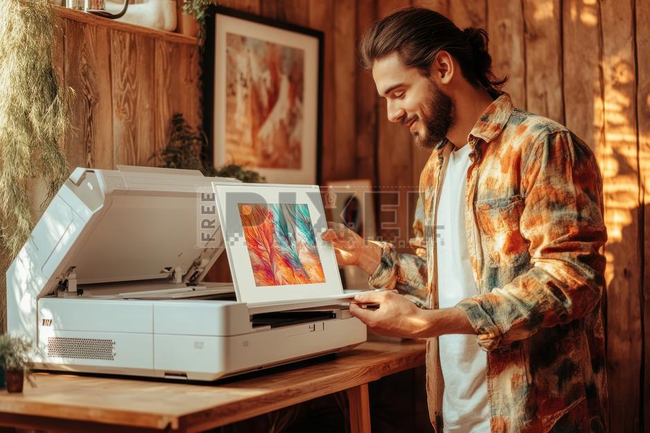 Free Photos - Australian Man Printing Artwork On Printer | FreePixel.com