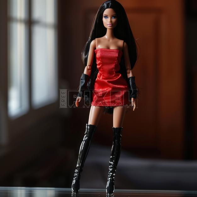 Free Photos - Barbie Doll In Stylish Red Dress With Black Boots