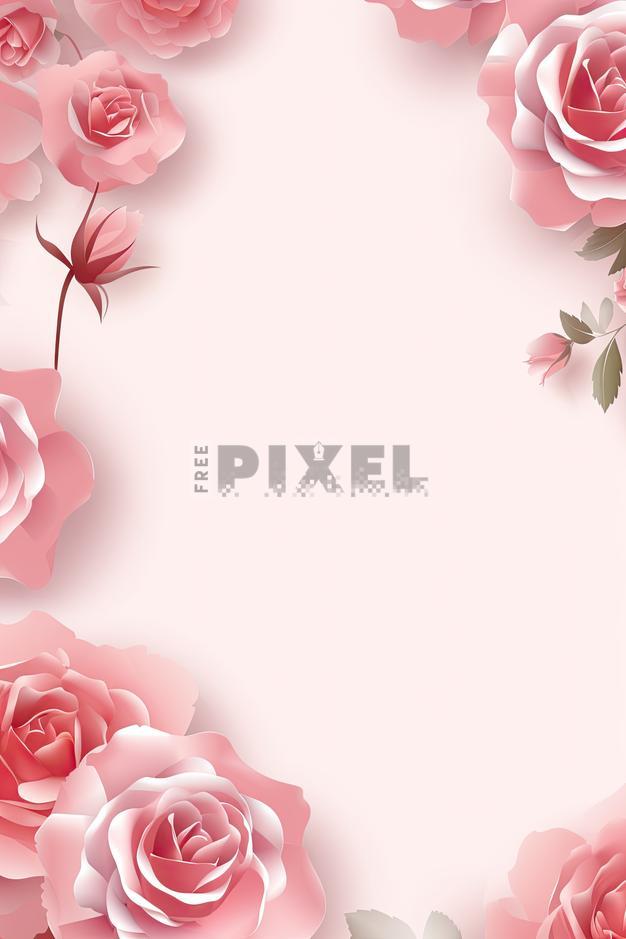 Free Photos - Pink Roses Border Decoration Background With Space