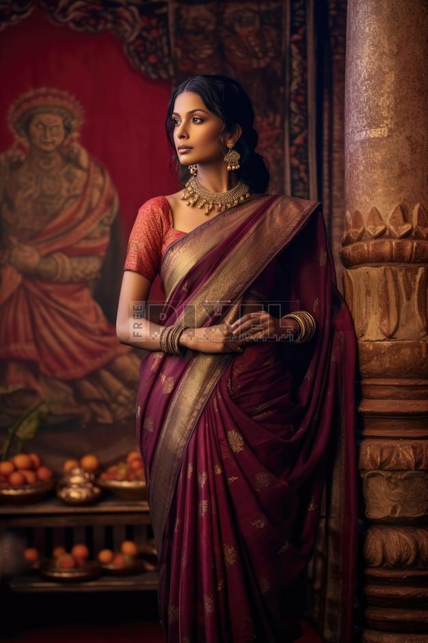 free-photos-elegant-indian-woman-wearing-traditional-attire