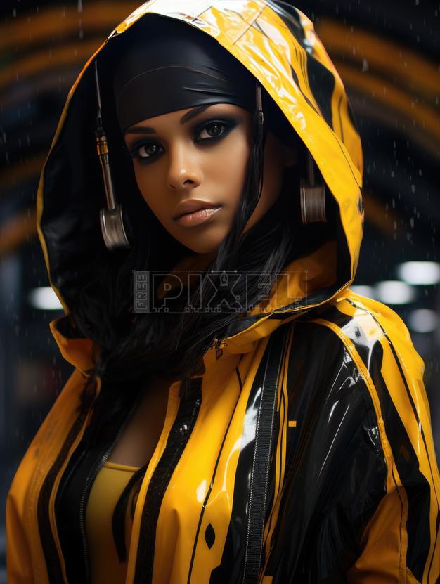Free Photos - Stunning Woman In A Bright Yellow Rain Jacket | FreePixel.com
