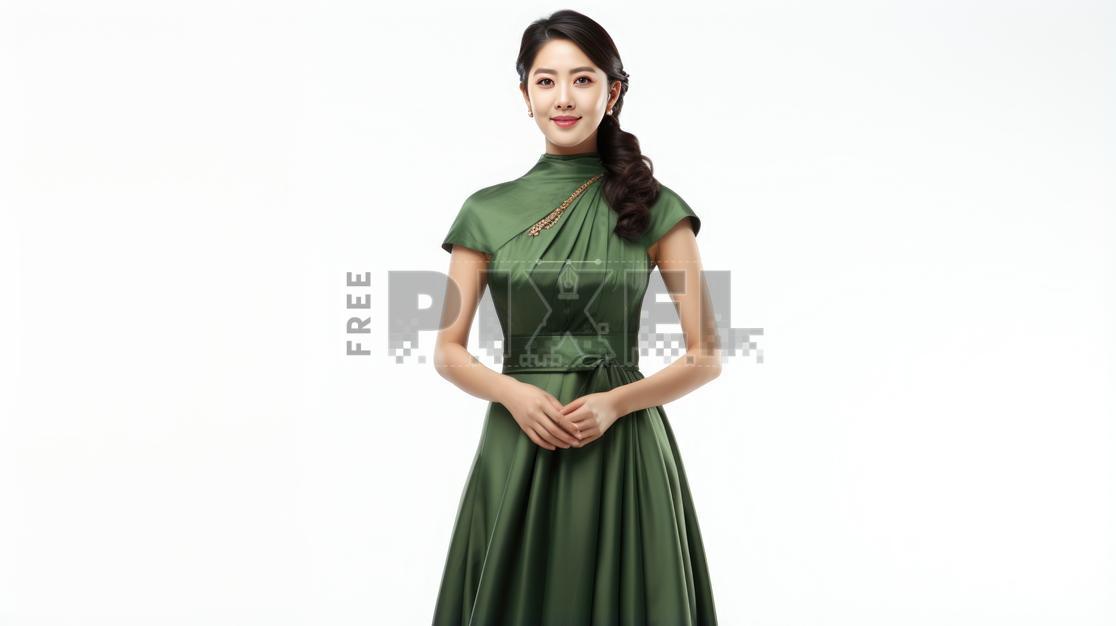 Free Photos - A Woman Wearing A Stylish Green Dress, Looking Elegant ...