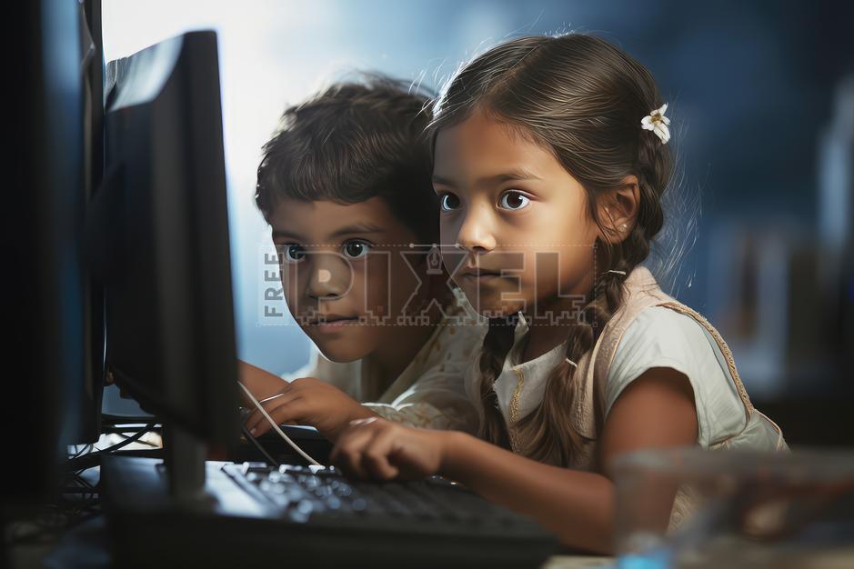 Free Photos - A Boy And A Girl Using A Computer | FreePixel.com