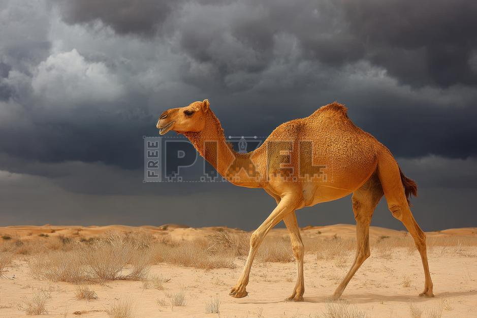 Free Photos - Camel Walking Through The Desert In The Rain | FreePixel.com