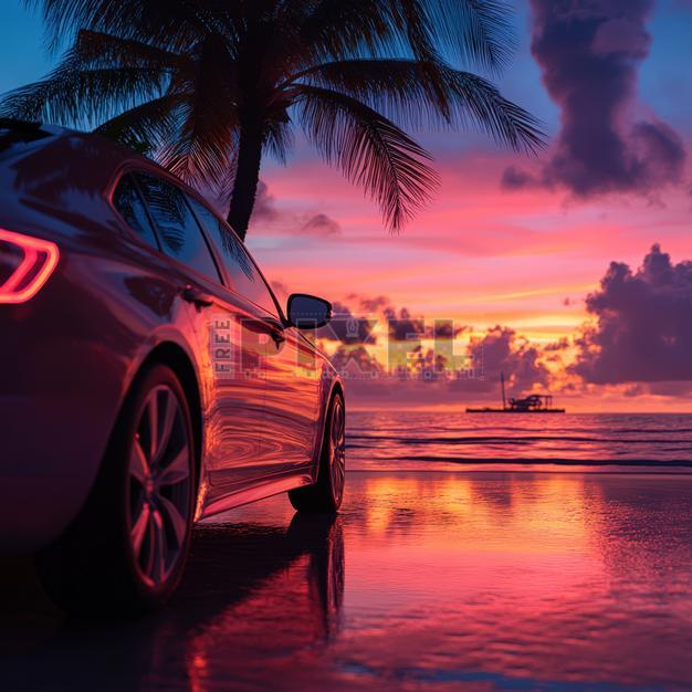Free Photos - Luxury Car At Tropical Beach During Vibrant Sunset With ...