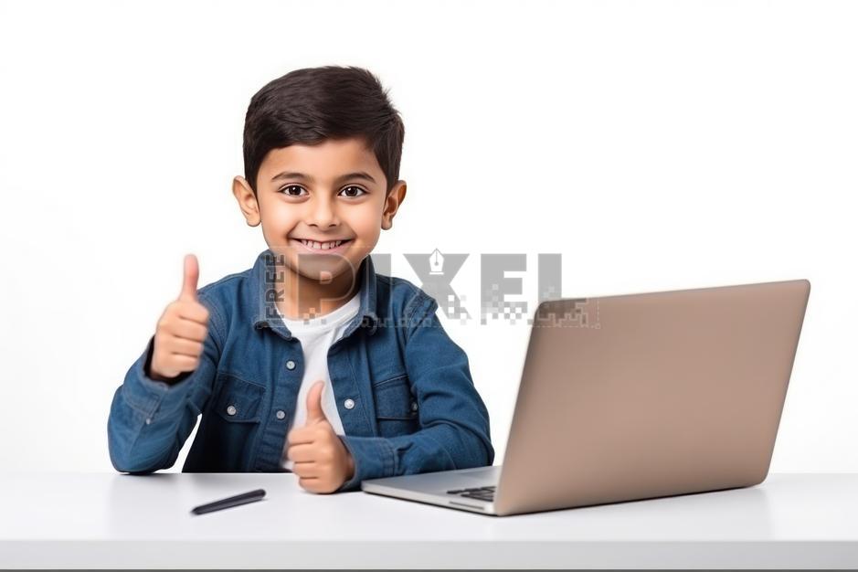 Free Photos - A Young Boy Giving A Thumbs Up In Front Of A Laptop ...