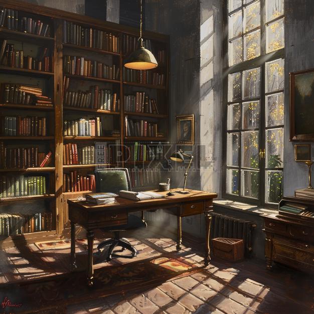 Free Photos - Sunlit Classic Study Room With Wooden Bookshelves And ...