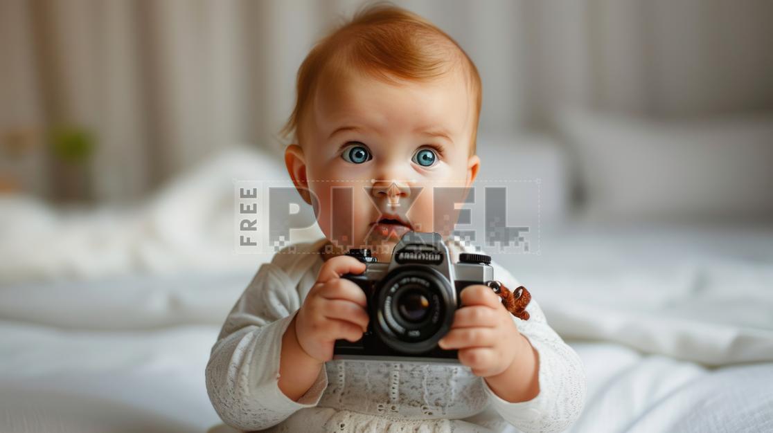 Free Photos - A Cute Baby Girl Holding A Camera And Capturing A Moment ...