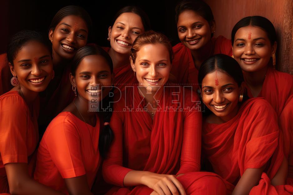 Free Photos - A Group Of Beautiful Women In Red Clothing Poses For A ...