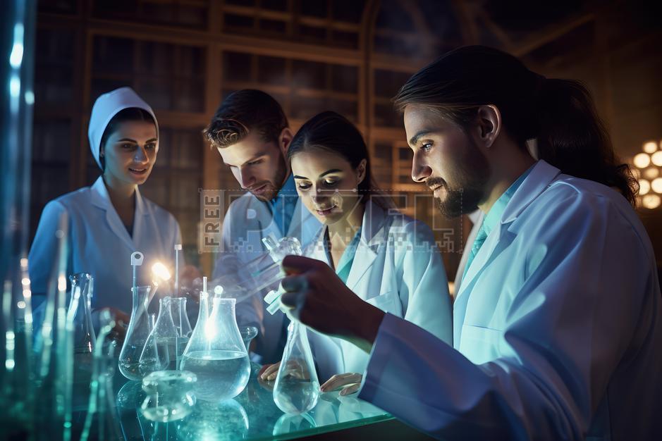 Free Photos - Glowing Team Of Scientists Working Together In A Lab ...