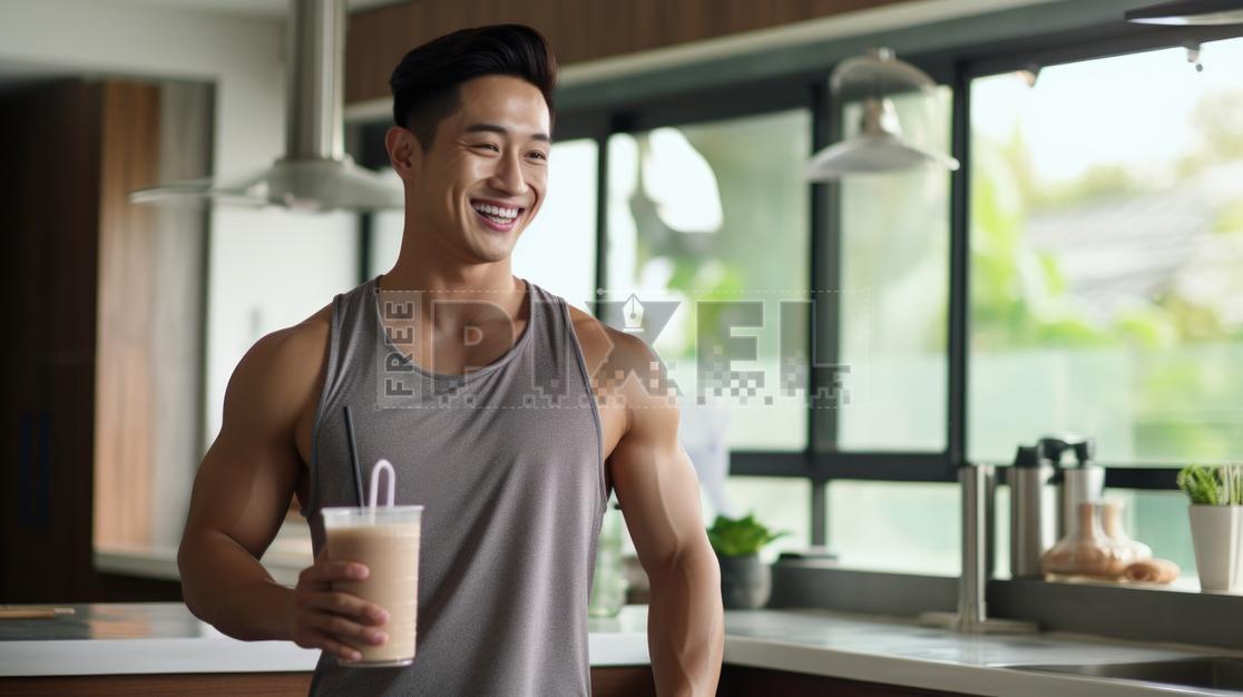 Free Photos - A Smiling Man Holding A Frothy Milkshake Or Smoothie In ...