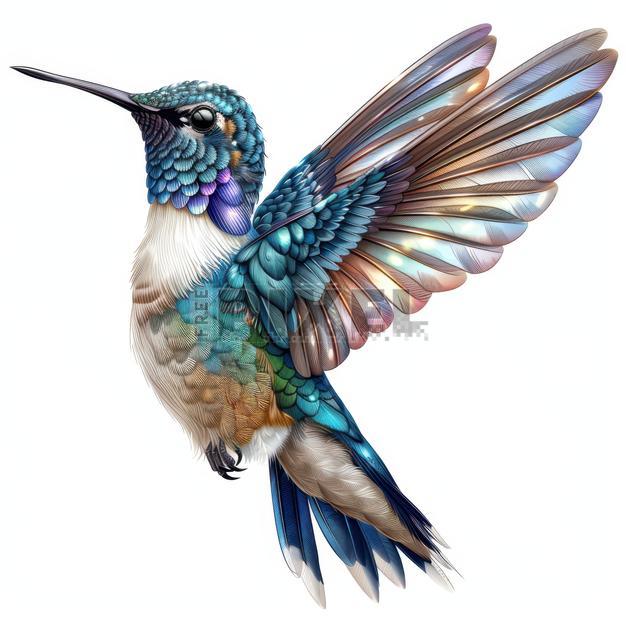 Free Photos - Hummingbird Character Flying On White Background ...