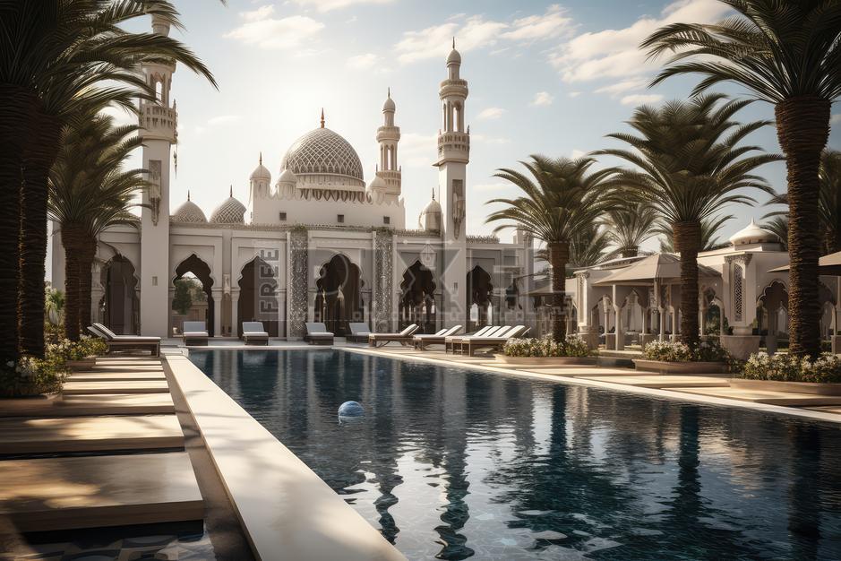 Free Photos - The Islamic Architecture-inspired Palace With A Swimming ...