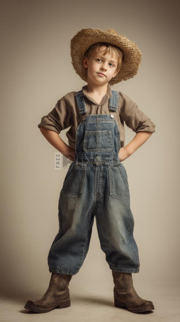 boy with fishing pole overalls and straw hat pattern 1920s-1930s Farm Wearing Sitting On Log Spotted Dog In Pond Print By Vintage: Posters & Prints 19 head circumference 1 1920s-30s Farm Boy Wearing Straw