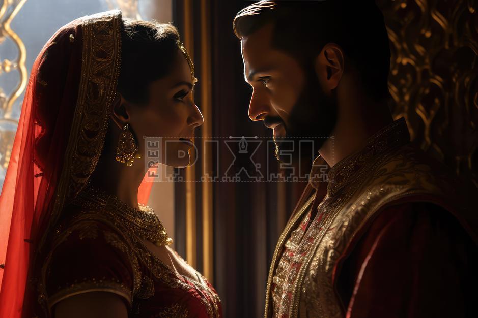 Free Photos - An Indian Couple Wearing Traditional Attire | FreePixel.com