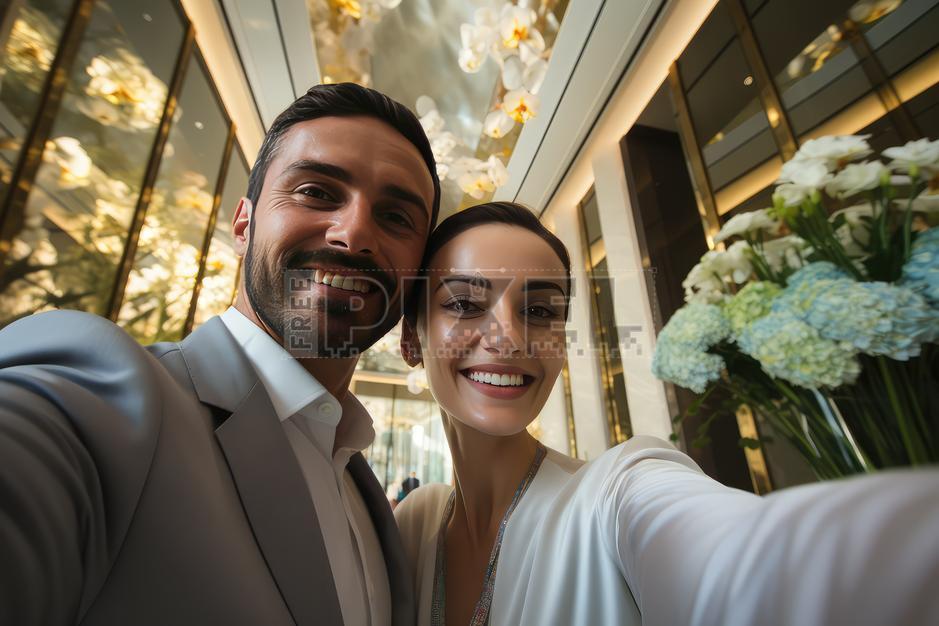 Free Photos - A Happy Couple Posing For A Selfie In A Modern Building ...