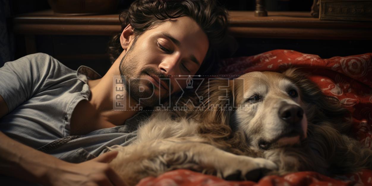 Free Photos - A Man And His Dog - A Bonding Moment On The Bed ...
