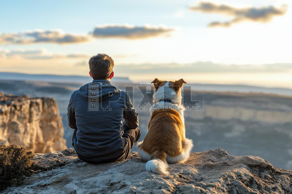 Free Photos - Man And Dog Watching Sunset Or Sunrise Together Photo ...
