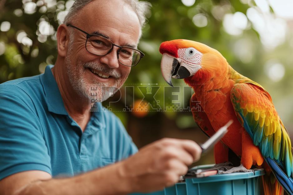 Free Photos - Man With Parrot | FreePixel.com