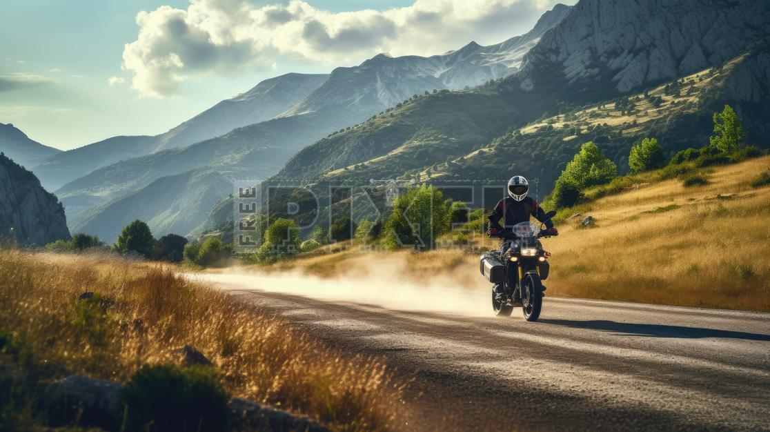 Free Photos - Motorcyclist Riding Down A Dusty Road | FreePixel.com