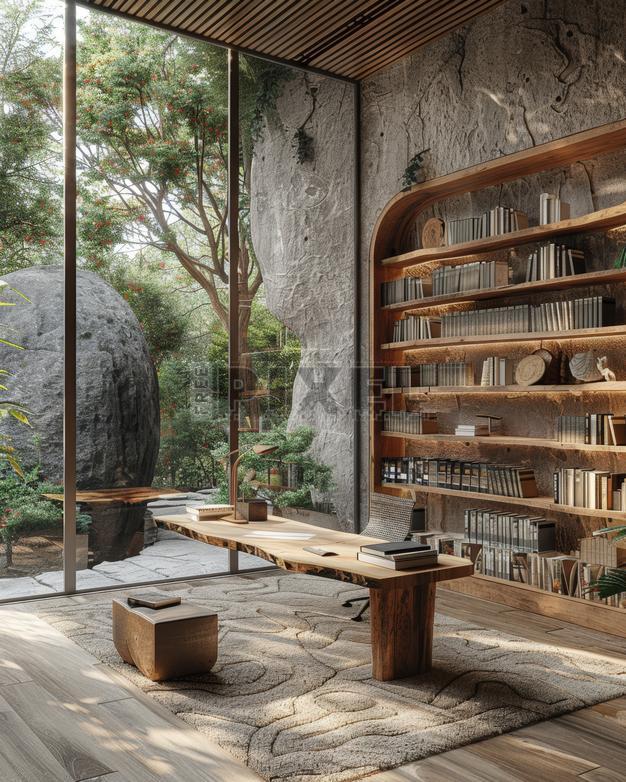 Free Photos - Modern Library With Natural Elements | FreePixel.com