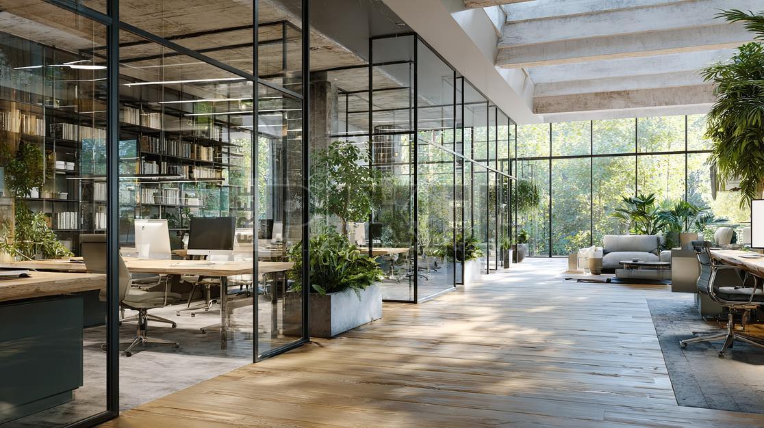 Free Photos - Modern Office Space With Glass Walls And Plants ...