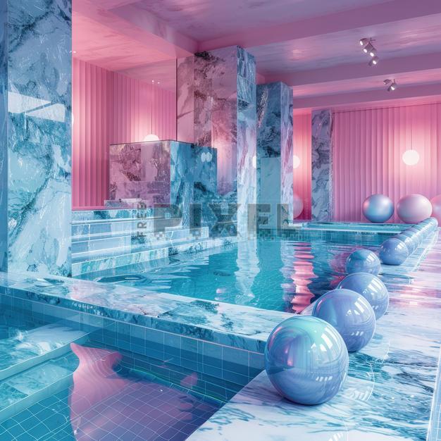 Free Photos - Modern Pool With Marble Columns And Pink Walls ...