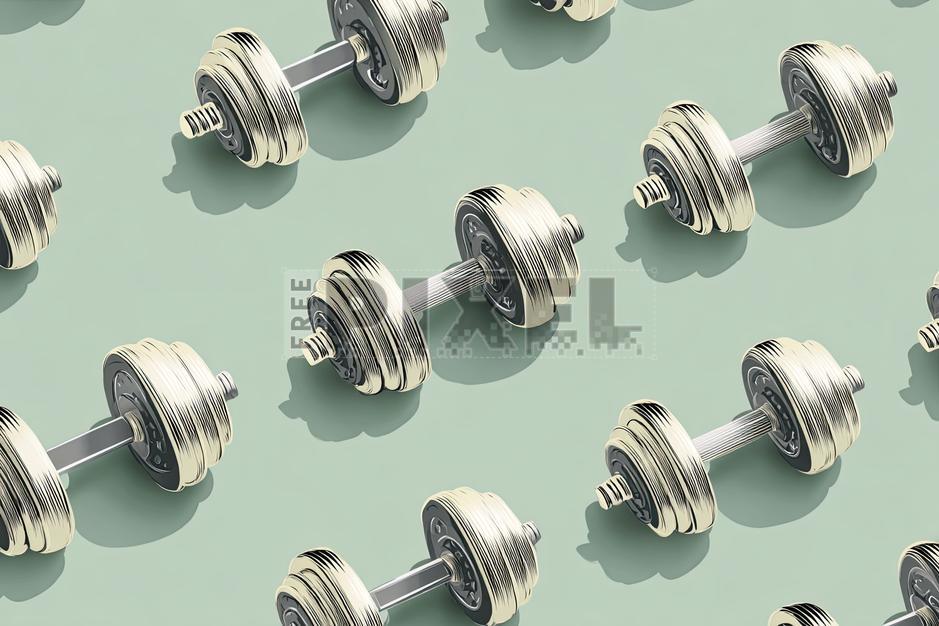 Free Illustrations - Dumbbells Pattern On A Green Background ...
