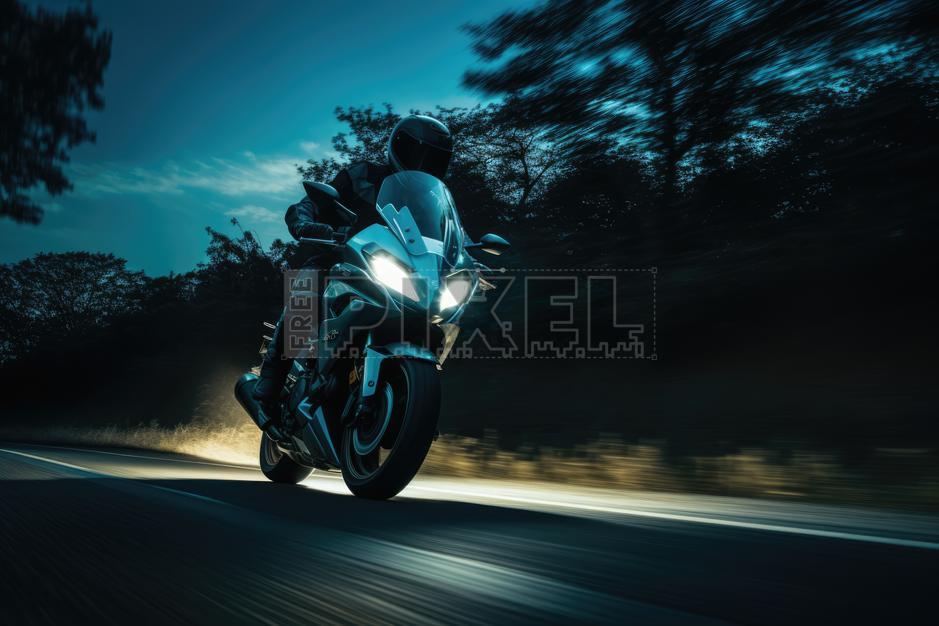 Free Photos - Nighttime Motorcycle Ride On A Dark Road | FreePixel.com