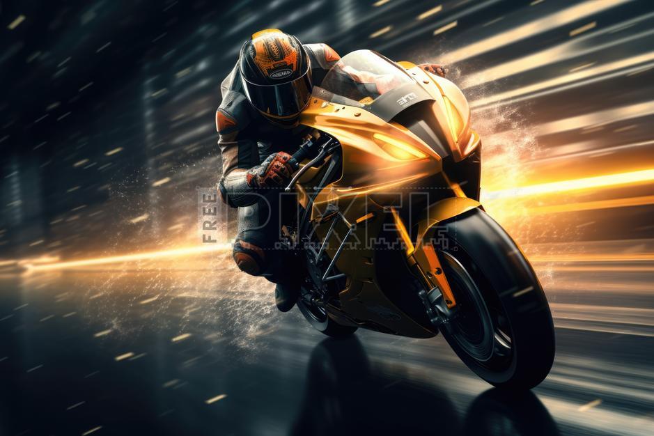 Free Photos - Adventurous Rider On A Golden Motorcycle | FreePixel.com